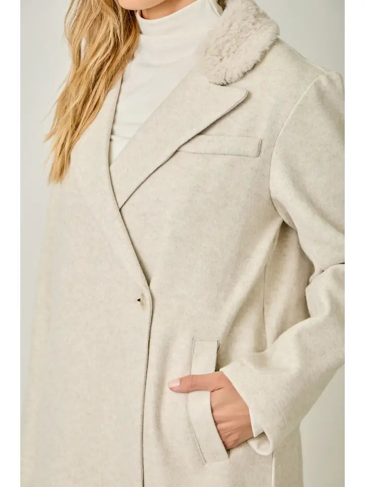 Mystree Fur Collar Long Coat