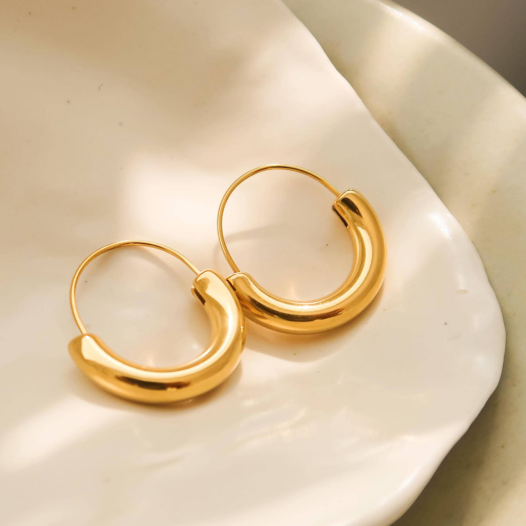 Mackenzie 18K Non-Tarnish U-Shape Hoop Earring