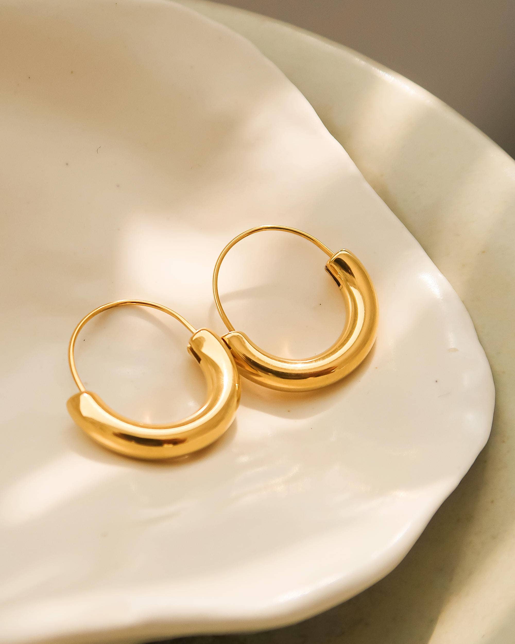 Mackenzie 18K Non-Tarnish U-Shape Hoop Earring
