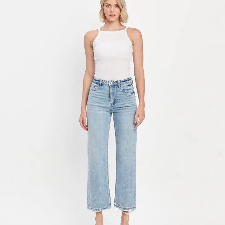Retro 90’s Super High Rise Ankle Slim Wide Jeans