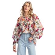 ee:some Mocha Bloom Floral Button Down Shirt