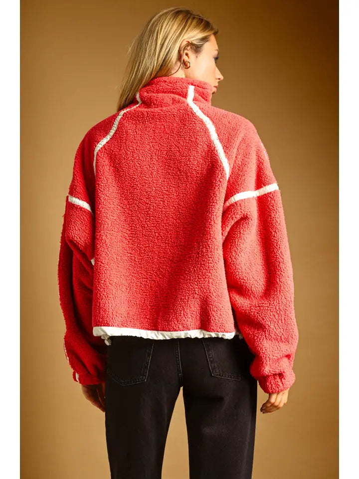 Miou Muse - Oversized Half-Zip Sherpa Pullover