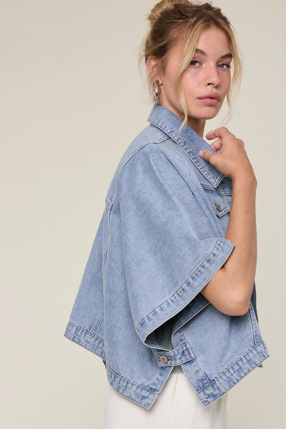 Wishlist Denim Poncho Jacket