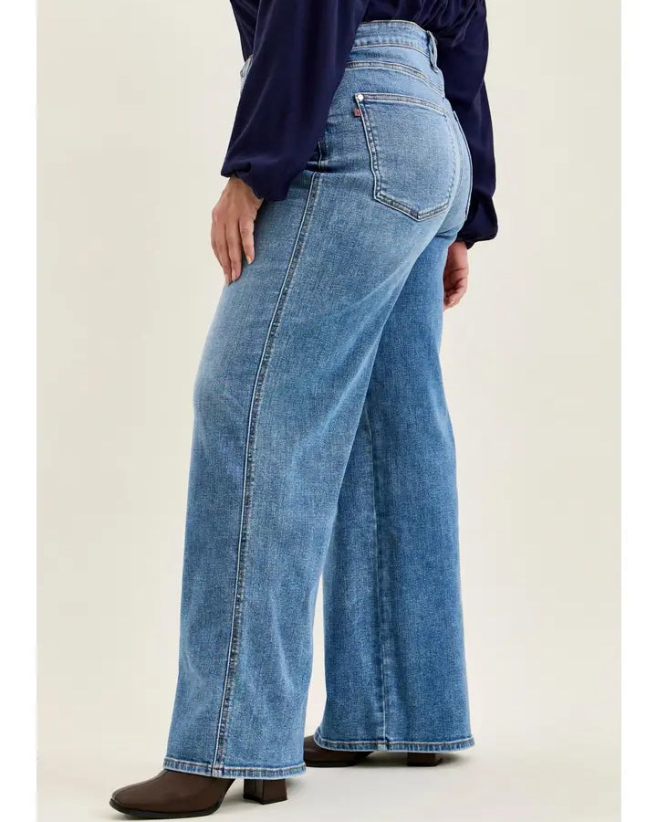 Judy Blue "Angelina" High-Waist Column Straight Jeans – Classic Soft Indigo
