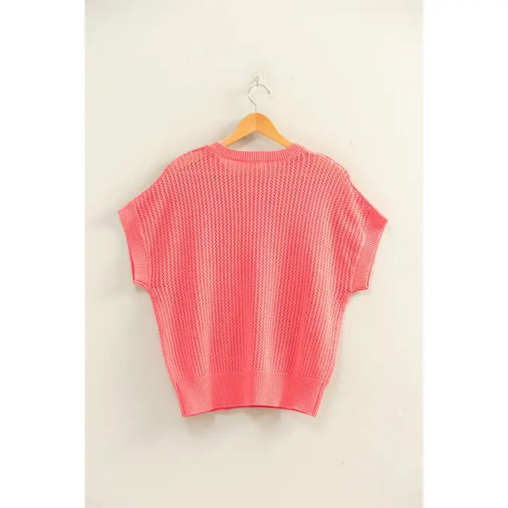 Open-Knit Dolman Sleeve Top
