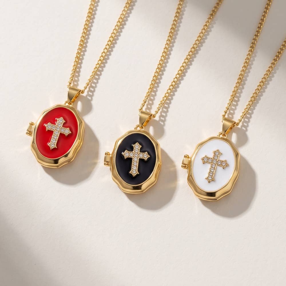 Cross Locket Photo White Pendant Necklace, A Small Treasure
