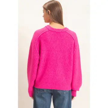 Cozy Reverse Seam Henley Sweater