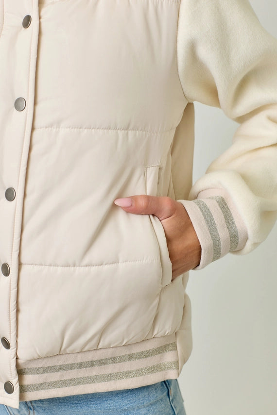 Mystree Mixed Media Puffer Jacket