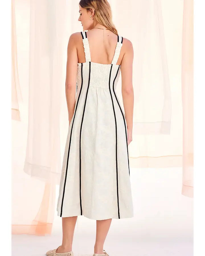 Embroidery Linen Midi Dress