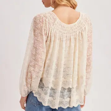 Layered Lace Tie-Front Closures 2-WAY Blouse