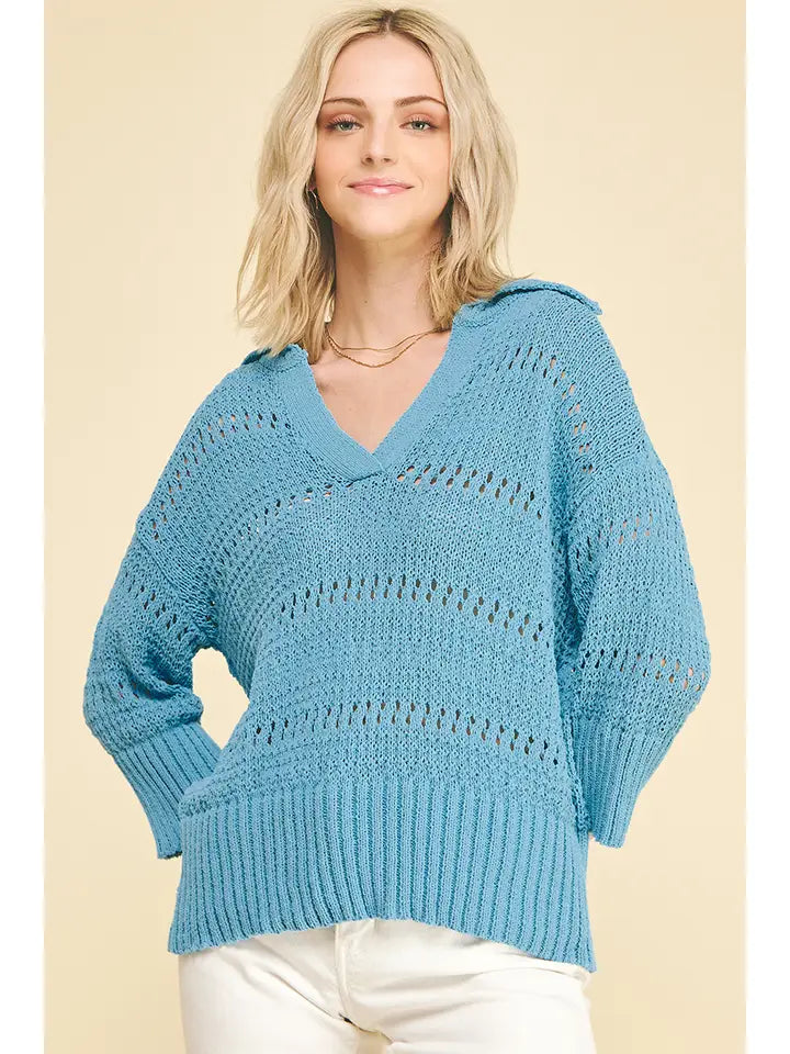 PINCH V-Neck Crochet Sweater