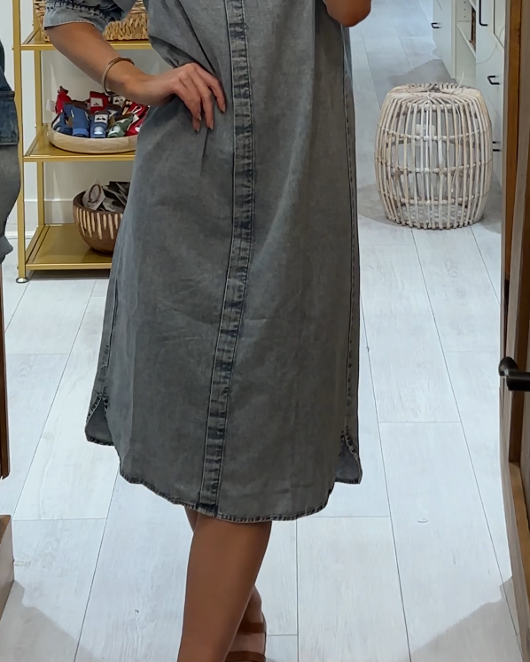 Very J Denim Shirt Dress