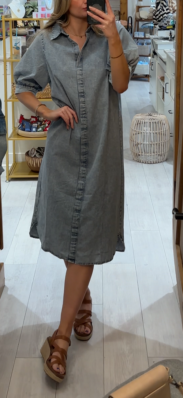 Very J Denim Shirt Dress