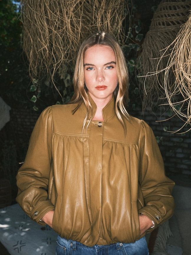 Super Soft Bobble Hem Vegan Leather Jacket