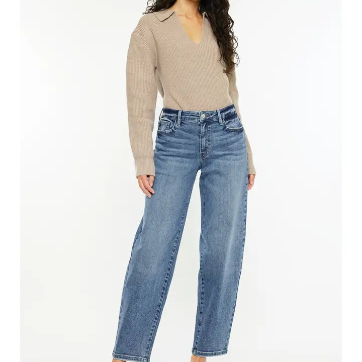 Kan Can  High Rise Barrel Fit Jeans