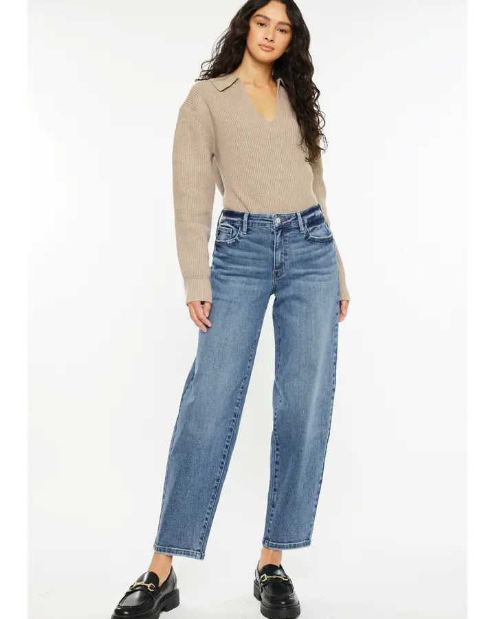 Kan Can  High Rise Barrel Fit Jeans