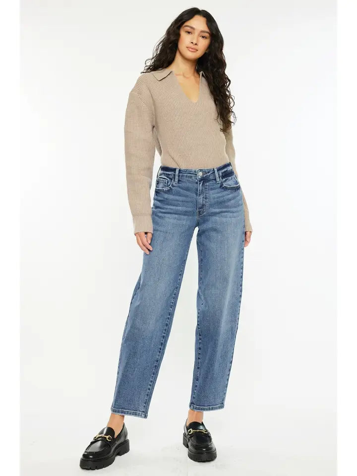 Kan Can  High Rise Barrel Fit Jeans