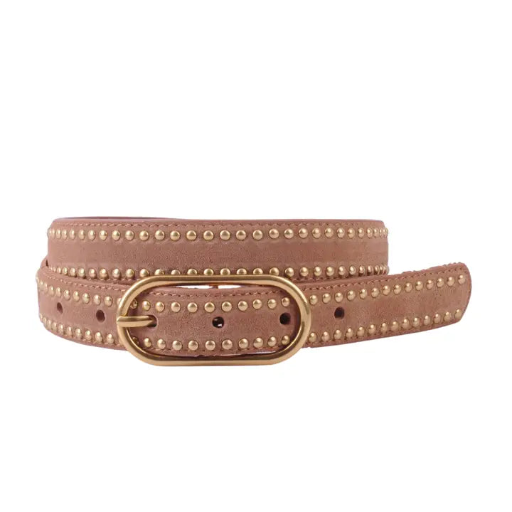 Stud Lined Suede Belt