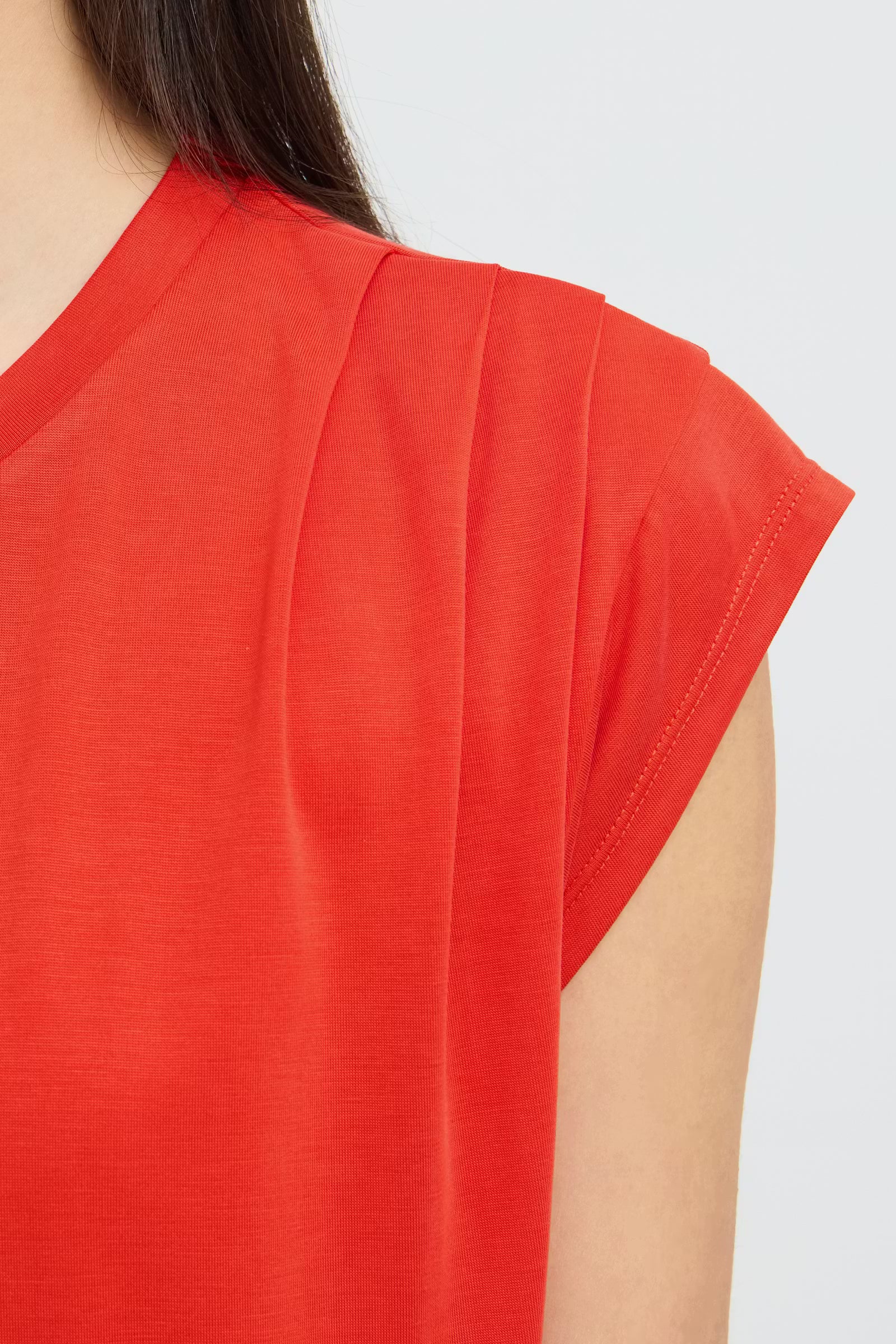 ICHI Pleated Shoulder Top
