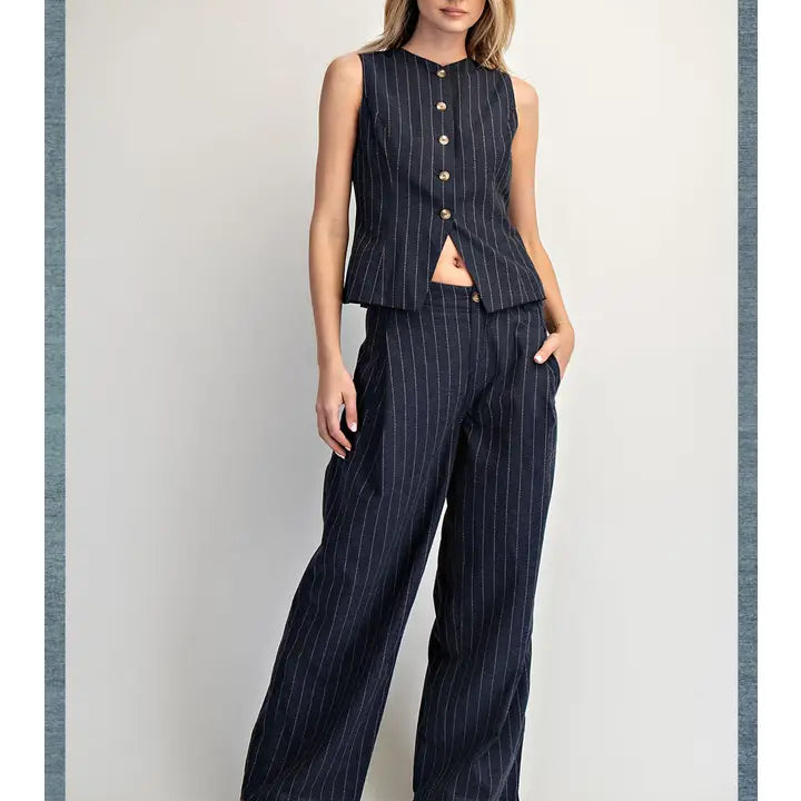 Cotierra Low-Slung Wide-Leg Linen Blend Trousers