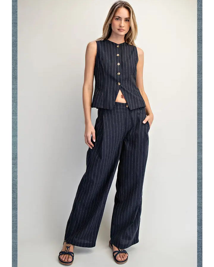 Cotierra Low-Slung Wide-Leg Linen Blend Trousers