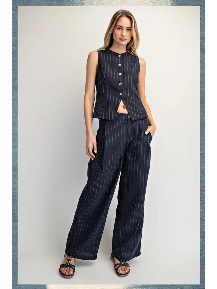 Cotierra Low-Slung Wide-Leg Linen Blend Trousers