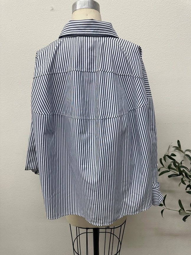 Claire Premium 100% Cotton Poplin Oversized Roll-Up Shirt