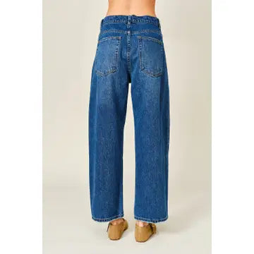 High-Rise Semi-Barrel Curved Leg Jeans