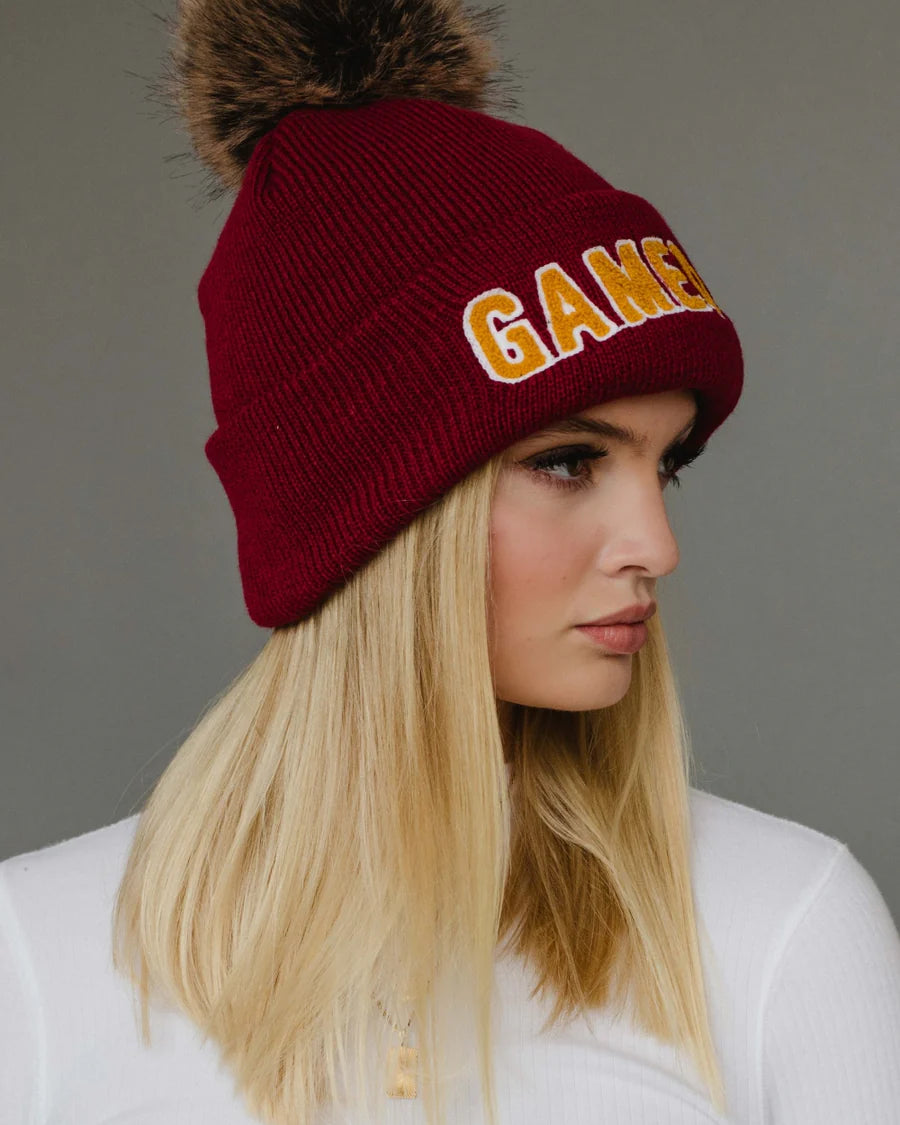Maroon & Gold Gameday Pom Hat
