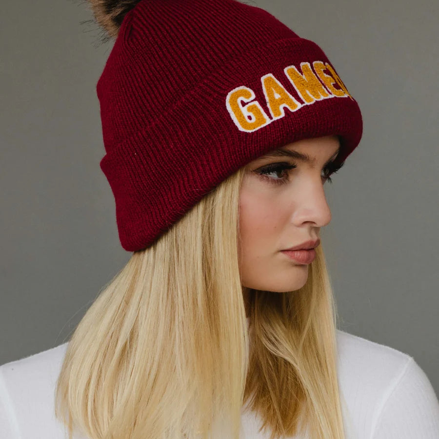 Maroon & Gold Gameday Pom Hat