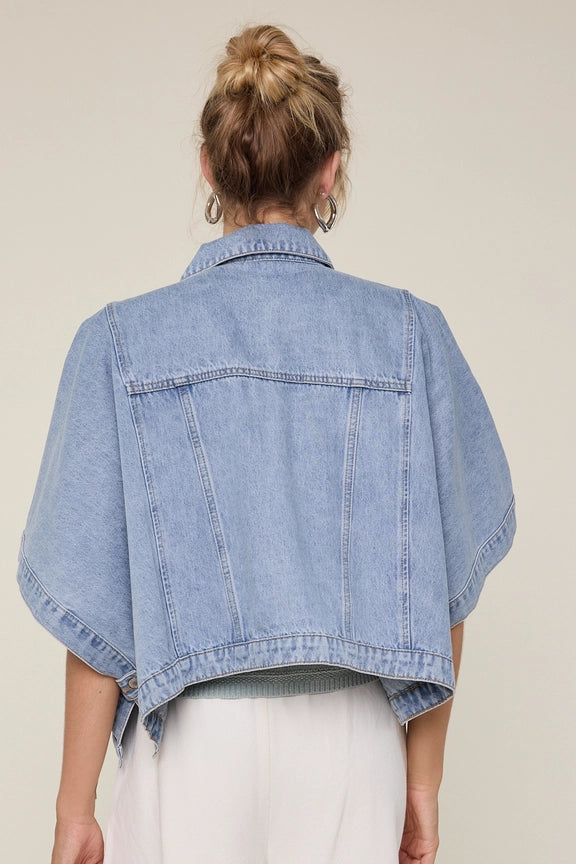 Wishlist Denim Poncho Jacket
