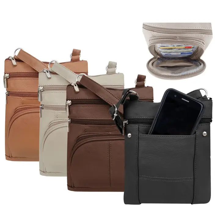 Genuine Cowhide RFID Crossbody Bag