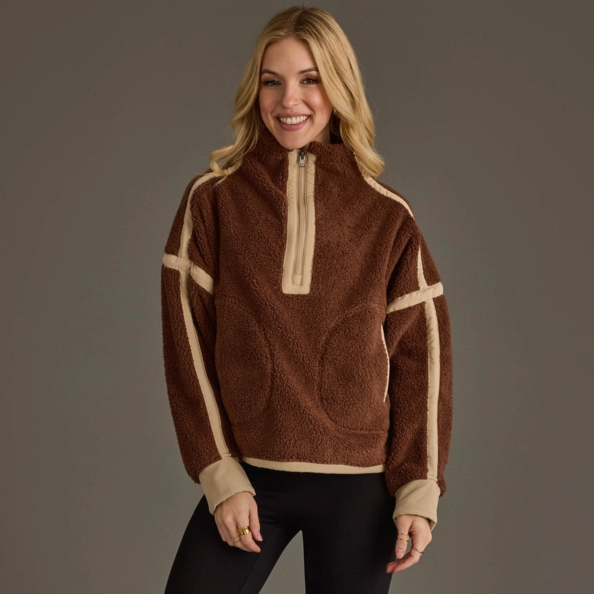 Cozy Relaxed Fit Half-Zip Sherpa Fleece Sweatshirt