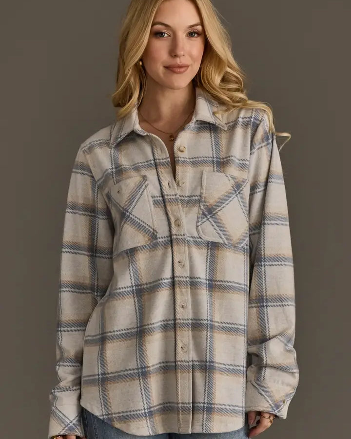 Panache Apparel Plaid Lightweight Button Up