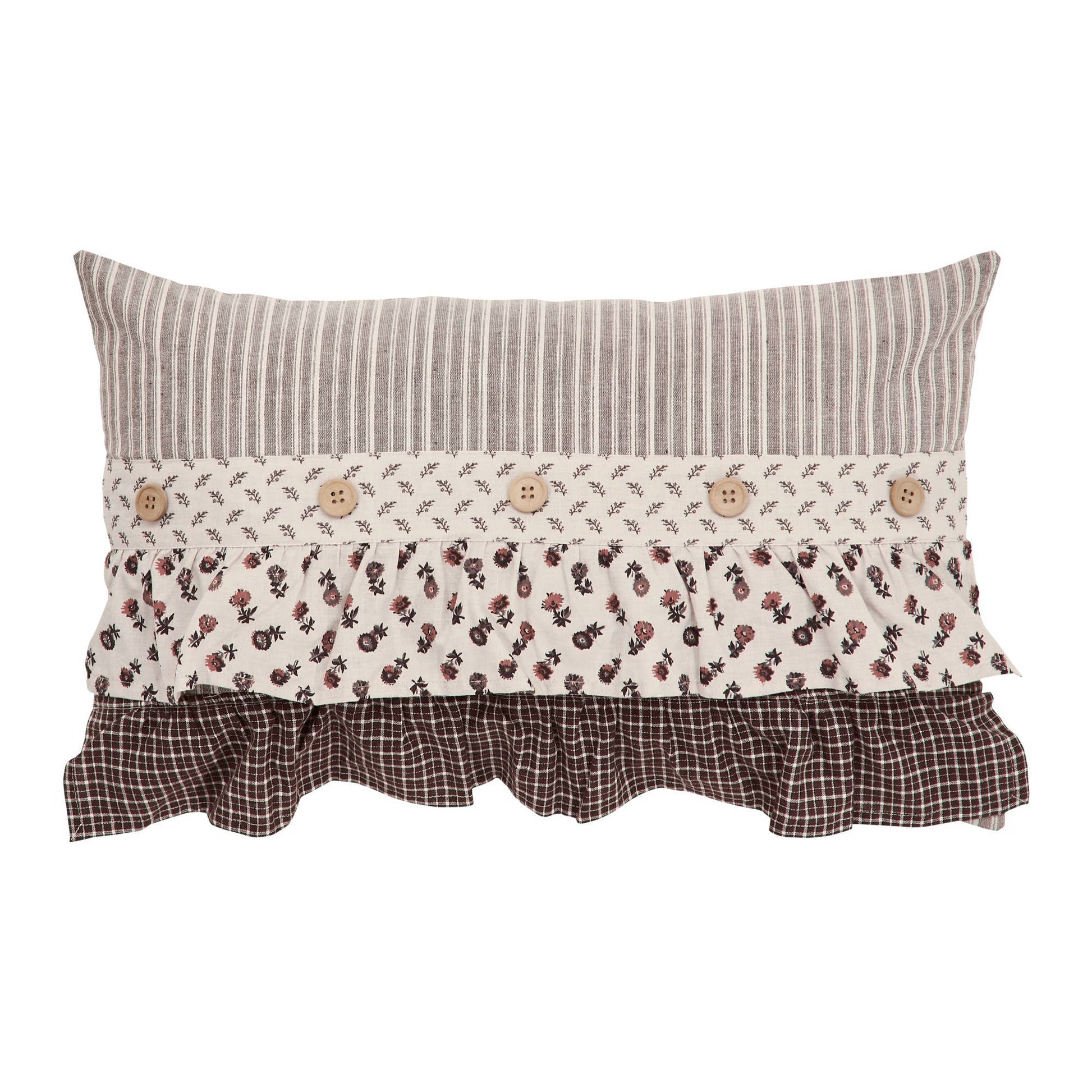 Florette Ruffled Lumbar Throw Pillow 14x22 Farmhouse Cottage