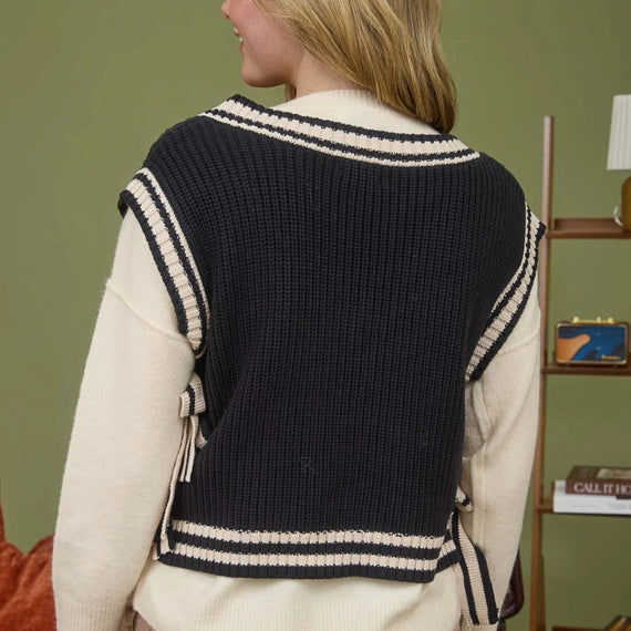 Blu Pepper Tie Knit Sweater Vest