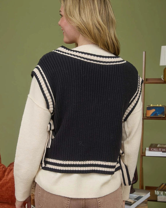 Blu Pepper Tie Knit Sweater Vest