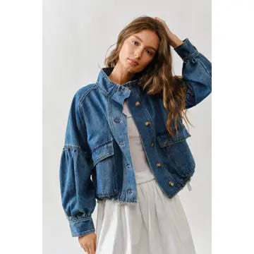Balloon Sleeve Denim Jacket