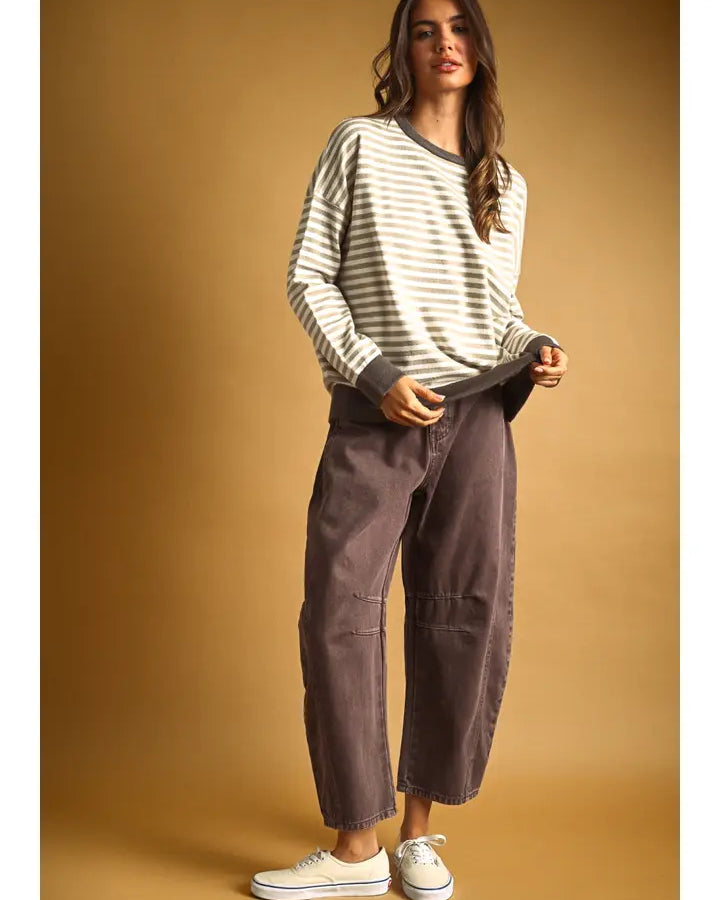 Striped Multi Color Contrast Knit Top
