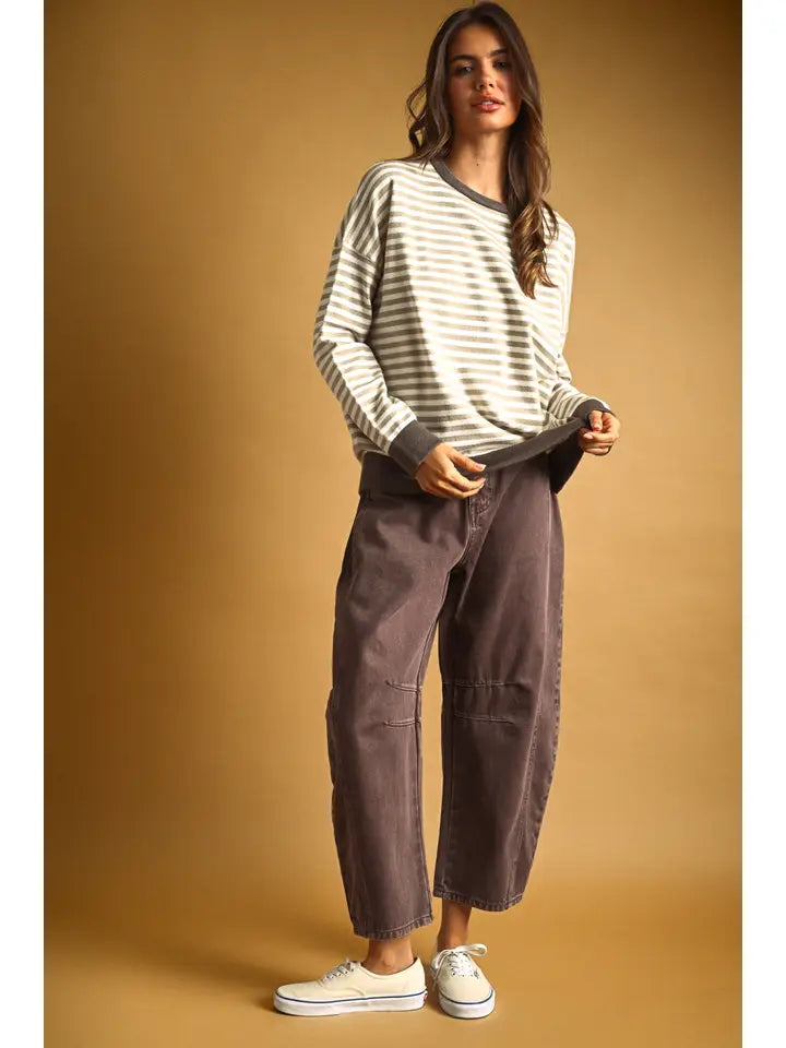 Striped Multi Color Contrast Knit Top