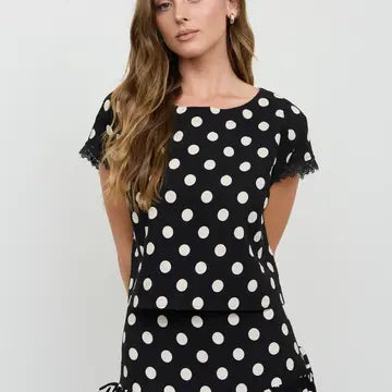 blu pepper polka dot drop waist midi skirt
