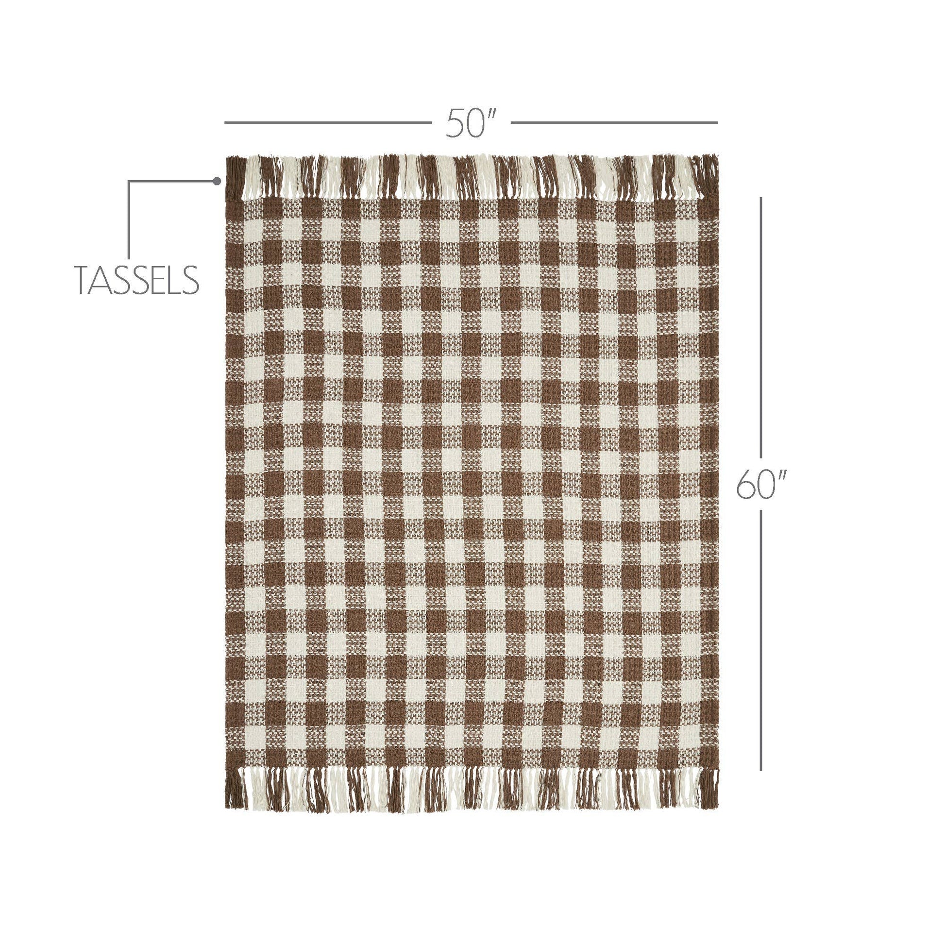 Cocoa Brown Heritage Check Throw Blanket with Fringe 50x60