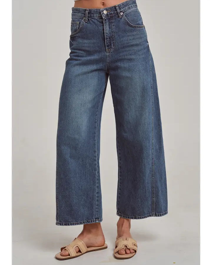 High Rise Wide Leg Relaxed Denim Jeans