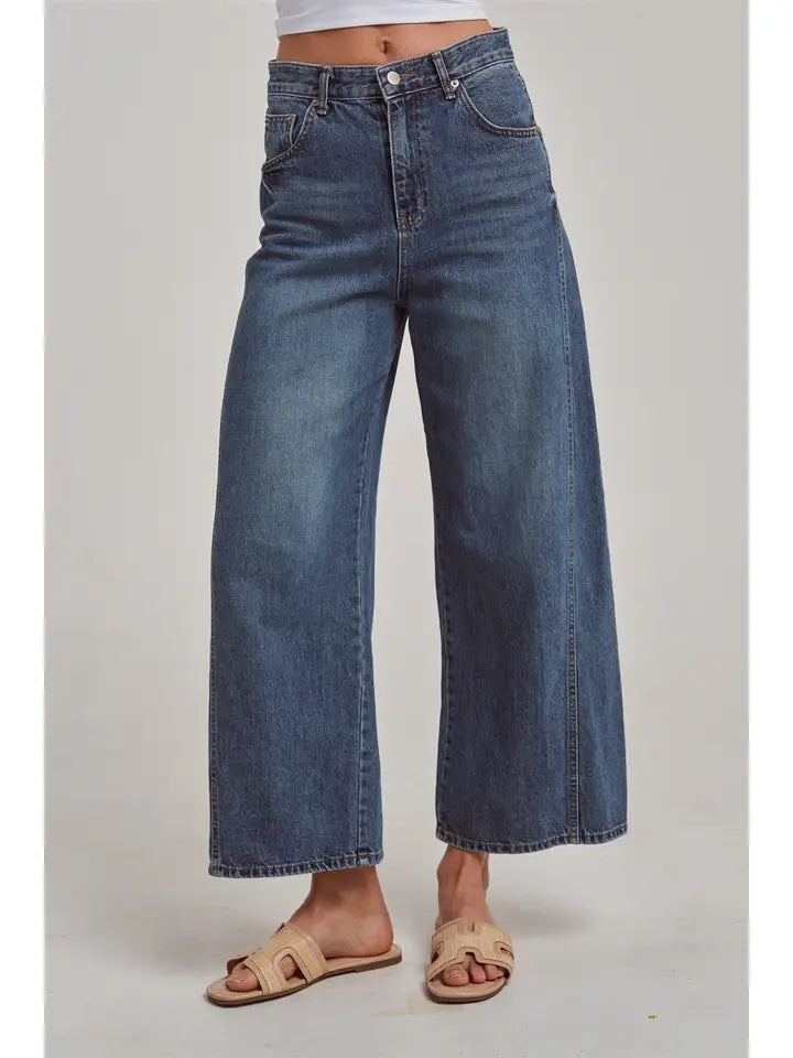 High Rise Wide Leg Relaxed Denim Jeans
