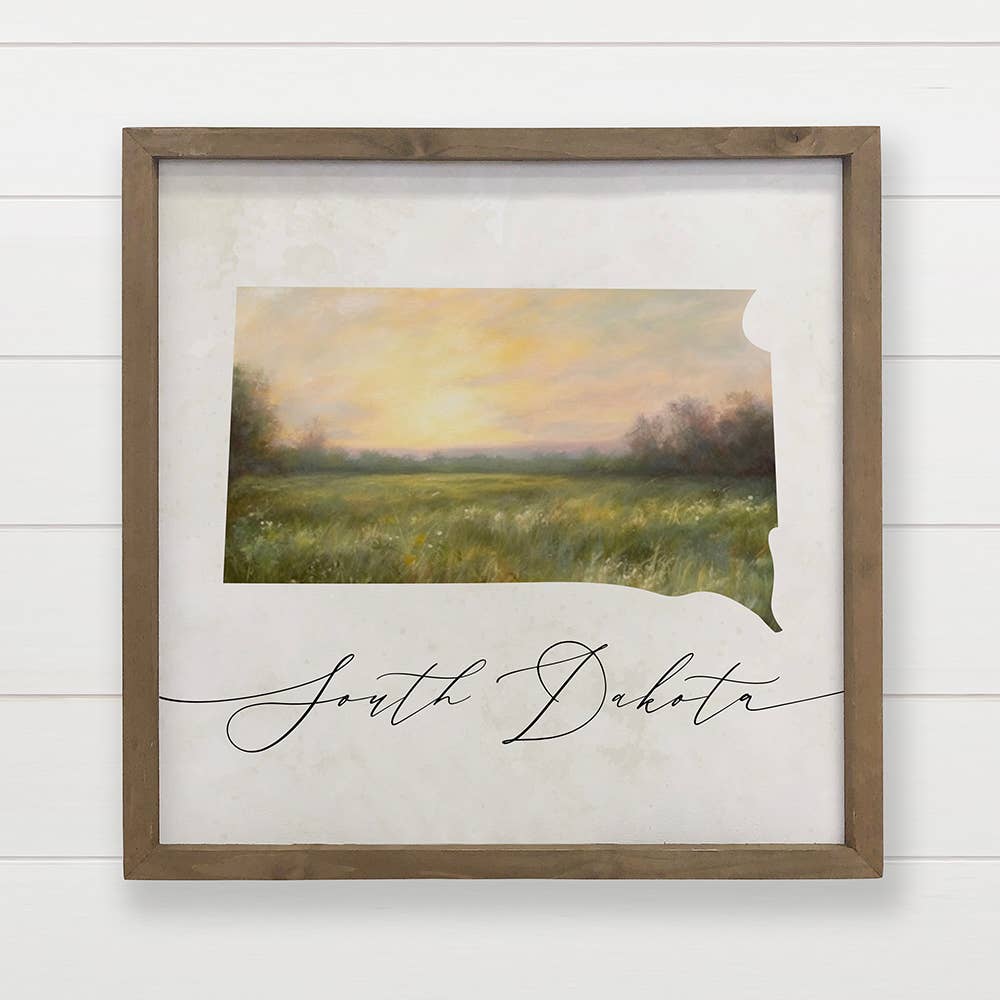 Personalized State Wall Art - Wood Frame - Custom Canvas Art - South Dakota