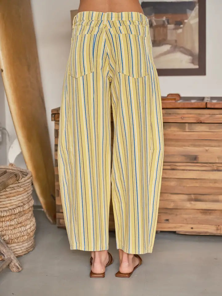 Aaron & Amber High-Waist Striped Barrel Pants