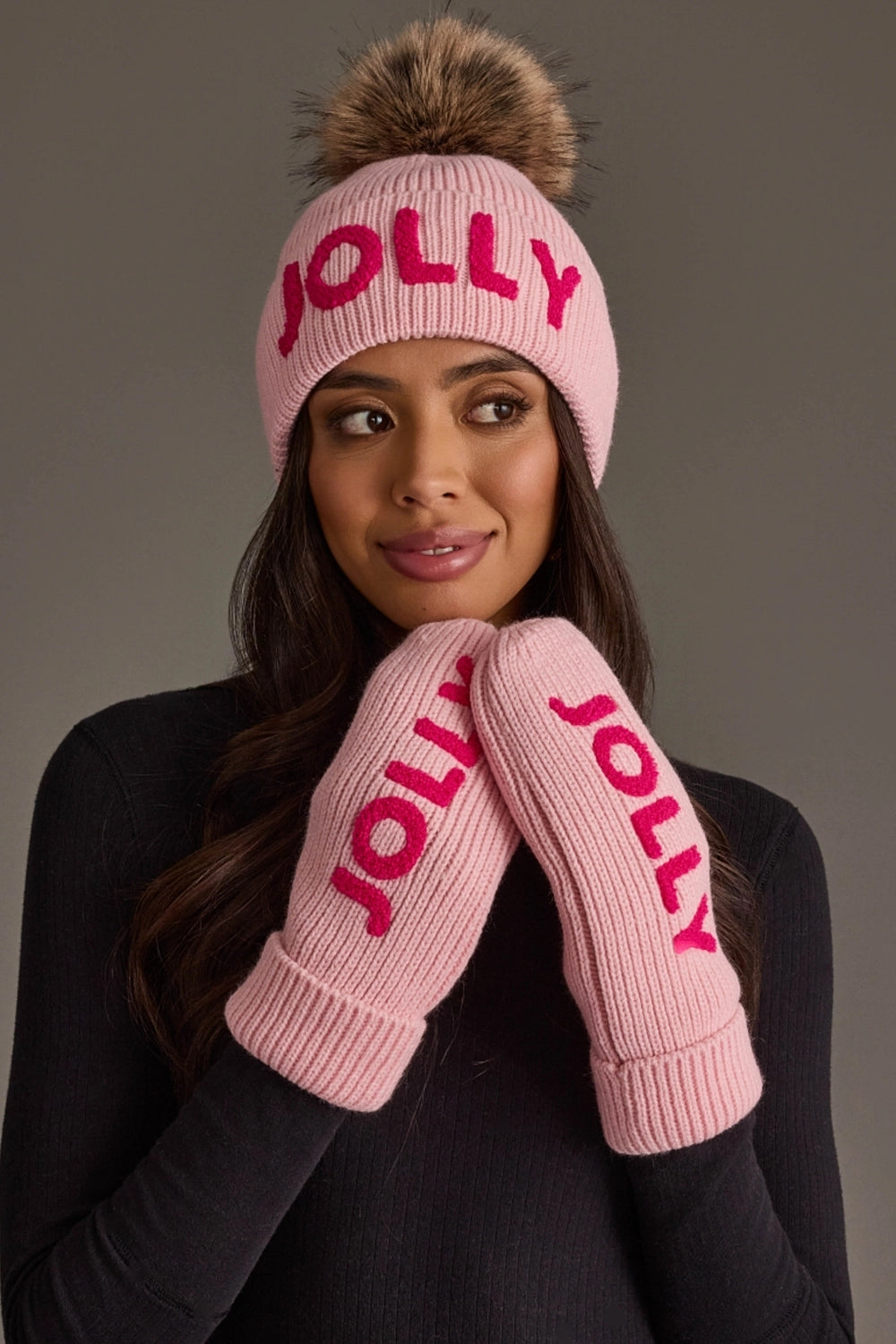 Panache Pink Jolly Knit Pom Hat