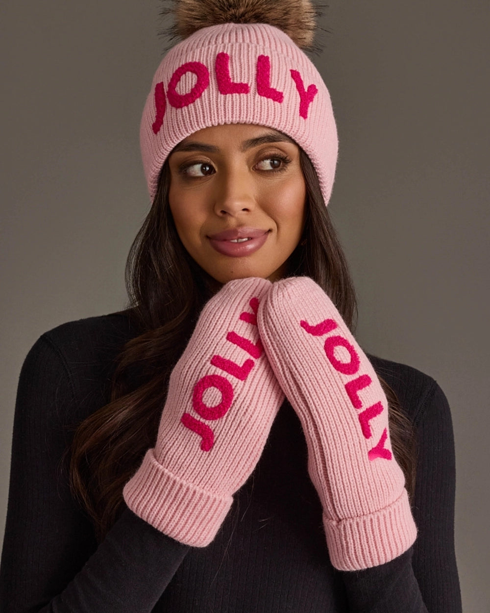 Panache Pink Jolly Knit Mittens