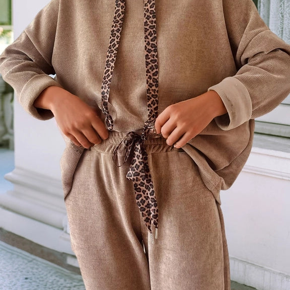 Ldc Pullover Hoodie and High Waist Pants Corduroy Suit