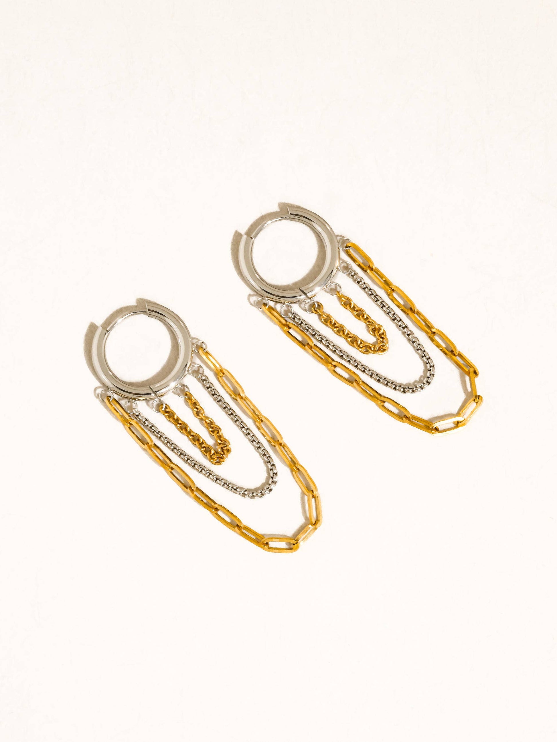Vianne 18K Gold Non-Tarnish Multi Chain Drop Earrings